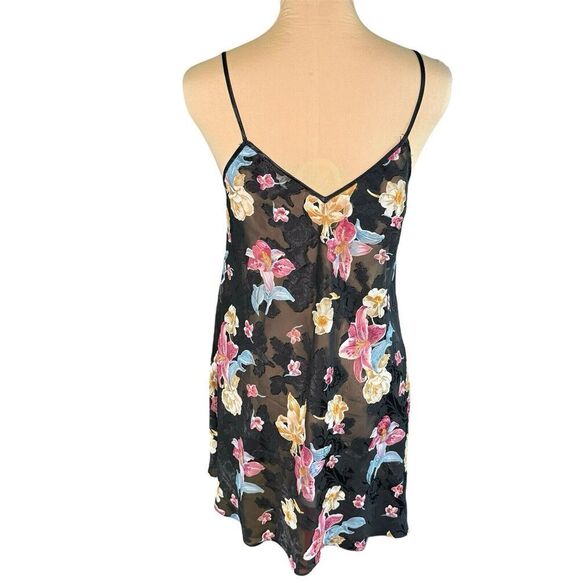 Vintage Womens SZ S Floral Burnout Slip Mini Dress 90s Fairy Grunge Whimsigoth - Picture 2 of 8
